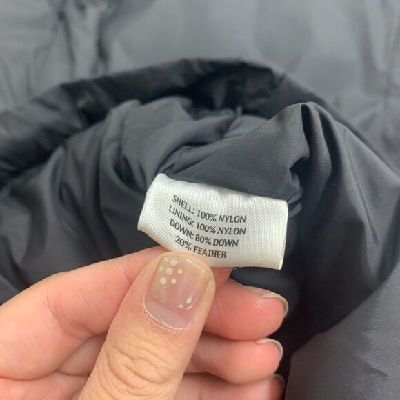 Eileen Fisher Stand Collar Winter Down Jacket Womens L Black Snap Button Puffer - Picture 11 of 16